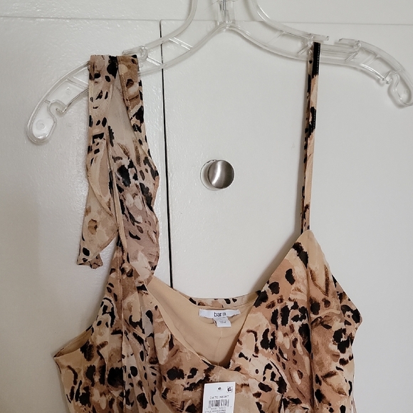Bar||| Beige Printed Ruffle Slip Dress - Picture 2 of 11